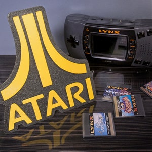 Large Atari Logo Wood Sign – CNC Engraved Retro Gaming Wall Art – Vintage Atari Decor