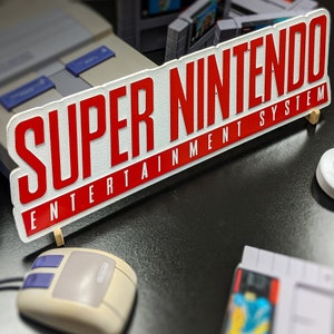Engraved SNES Logo Sign: Retro Game Room Decor