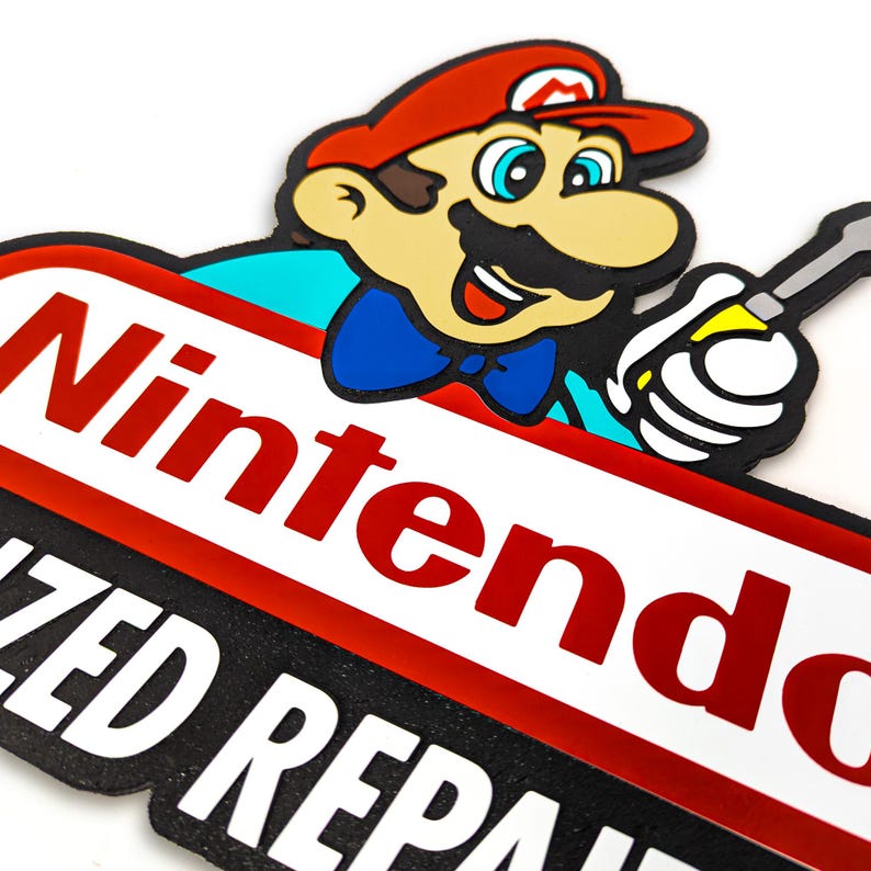 Nintendo Repair Center Engraved Sign — Retro Gaming Wall Decor for Game ...