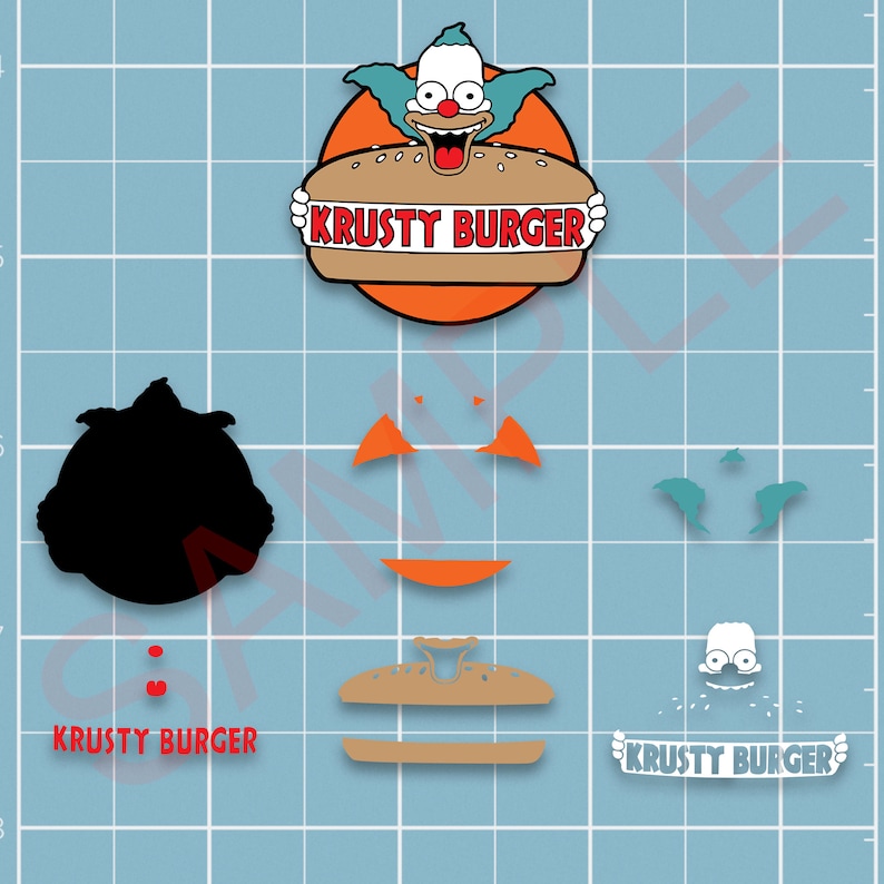 Krusty Burger Svg Bundle. Vector Krusty the Clown Art Layered Clipart ...
