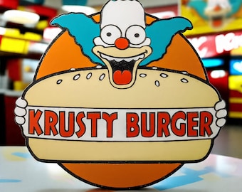 Krusty Burger Engraved Sign – Retro Simpsons Wall Art Decor