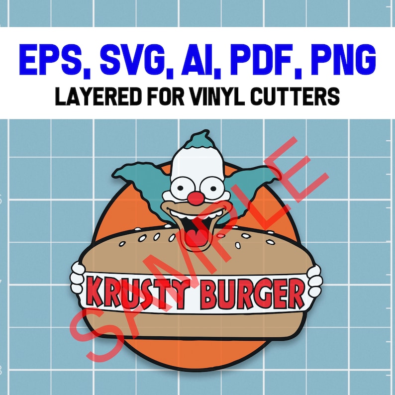 Krusty Burger Svg Bundle. Vector Krusty the Clown Art Layered Clipart ...
