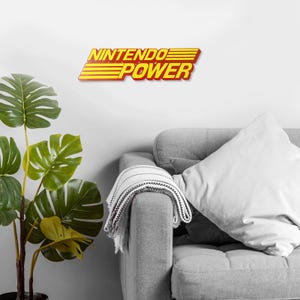 Large Engraved Wooden Nintendo Power Logo Wall Art Sign – Retro Gaming Decor – Collector’s Display Piece