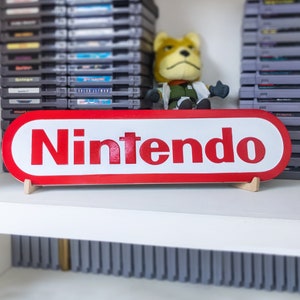 Large Nintendo Logo Wood Sign – CNC Engraved Retro Gaming Wall Art – Vintage Nintendo Decor