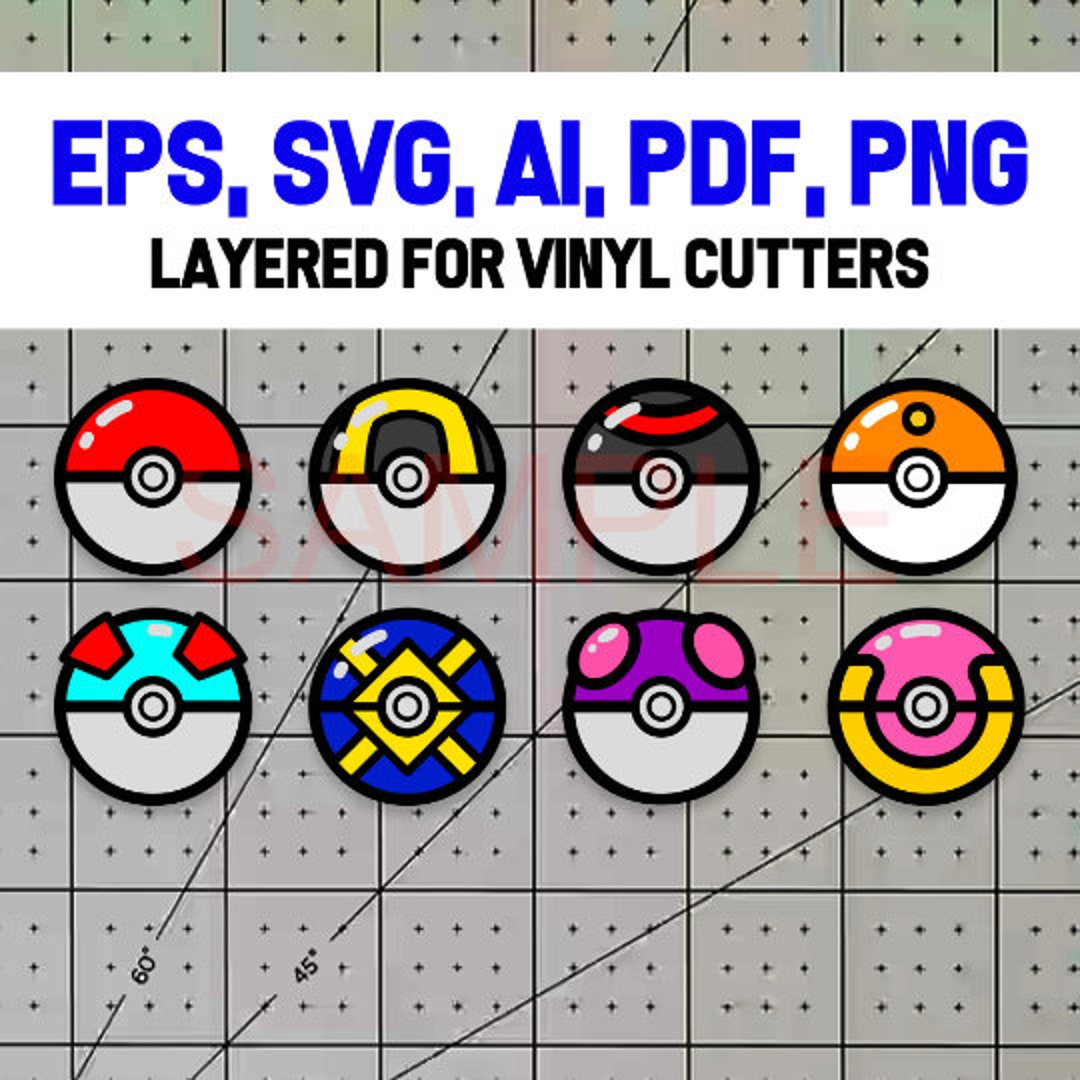 Pokemon Ball Svg Bundle. Vector Pokemon Art Layered Files for