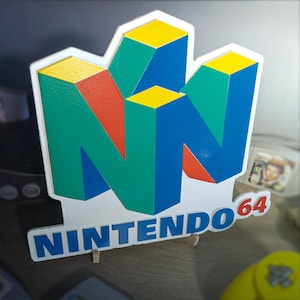 Large Engraved Wood Nintendo N64 Logo Sign – Retro Gaming Wall Art – Collector’s Decor