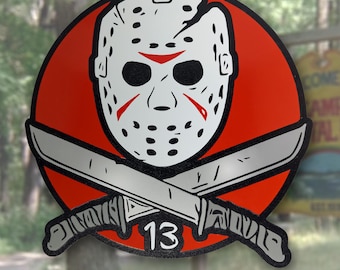 Jason Mask Engraved Sign – Friday the 13th Horror Wall Art