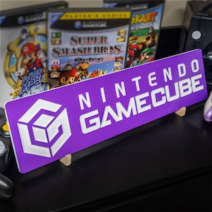 Large Engraved Wood Nintendo GameCube Logo Video Game Wall Art Sign – Retro Gaming Decor – Collector’s Display Piece