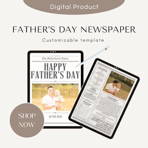 Father’s Day Newspaper Template Canva Pro | Printable Gift for Dad | Editable Digital Download | Custom Father’s Day Card Idea