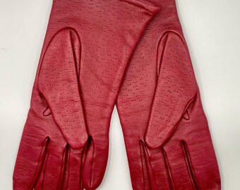 Englische Vintage Lederhandschuhe von Burfields | Burgund | Ungetragen | Hergestellt in England
