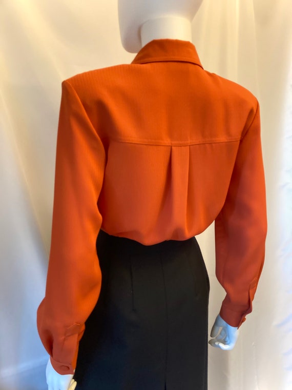 80s Alexon British Heritage brand orange blouse s… - image 8