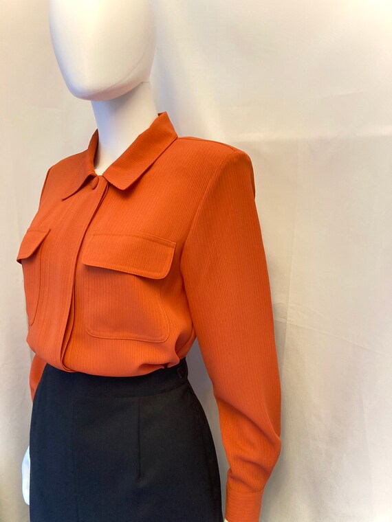 80s Alexon British Heritage brand orange blouse s… - image 3