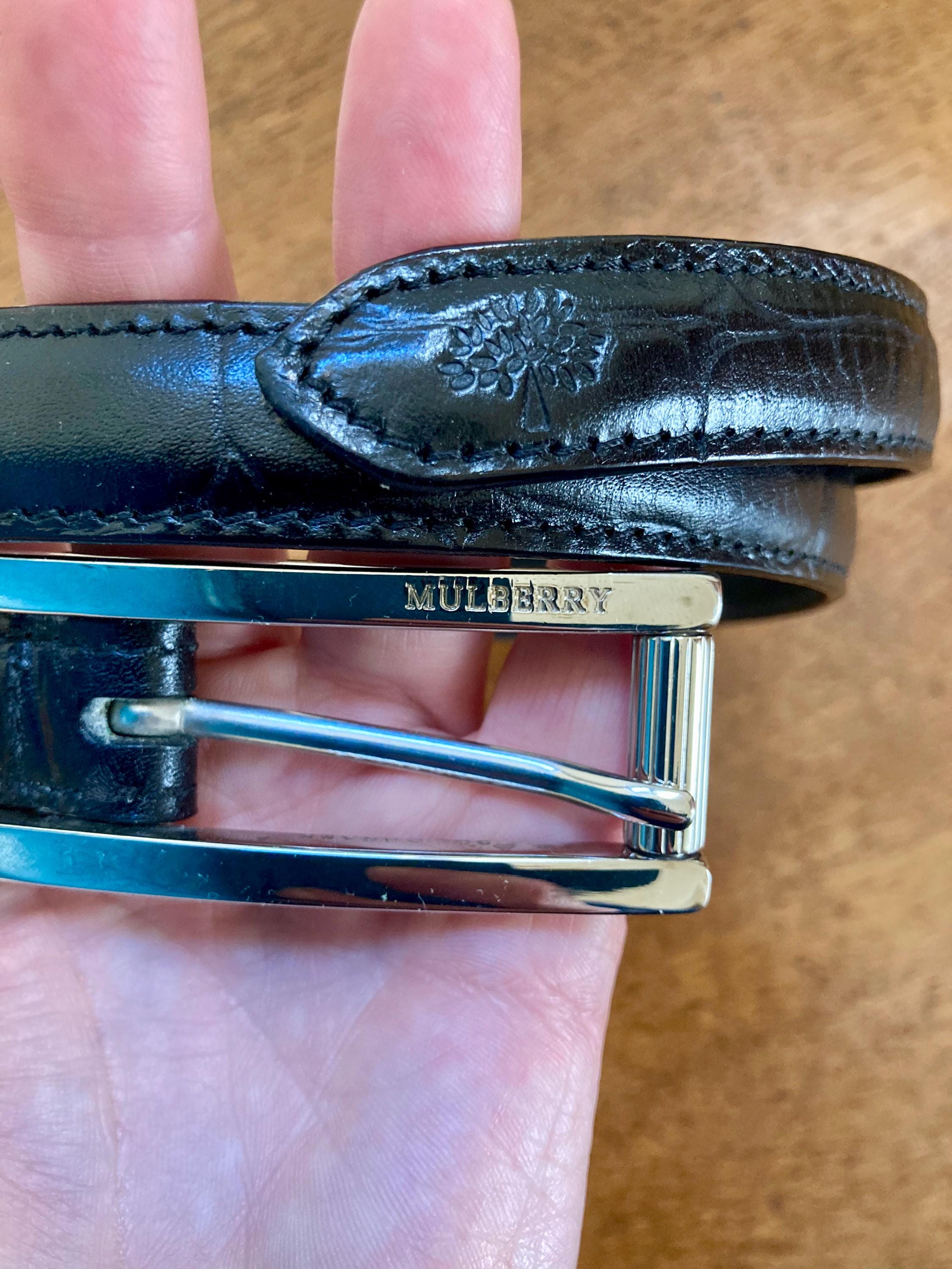 Vintage Mulberry Mock Croc Leather Belt With Long Silver  display picture 1