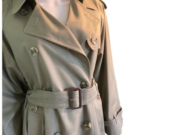 Gabardina Vintage Old Money Aquascutum: Gabardina clásica color caqui, talla 10-12 del Reino Unido