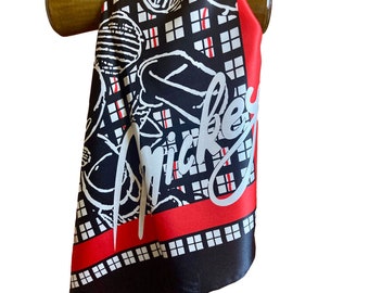 Vintage 1980er Jahre Seide Mickey Mouse Keith Haring style Graffiti Kopftuch quadratisch