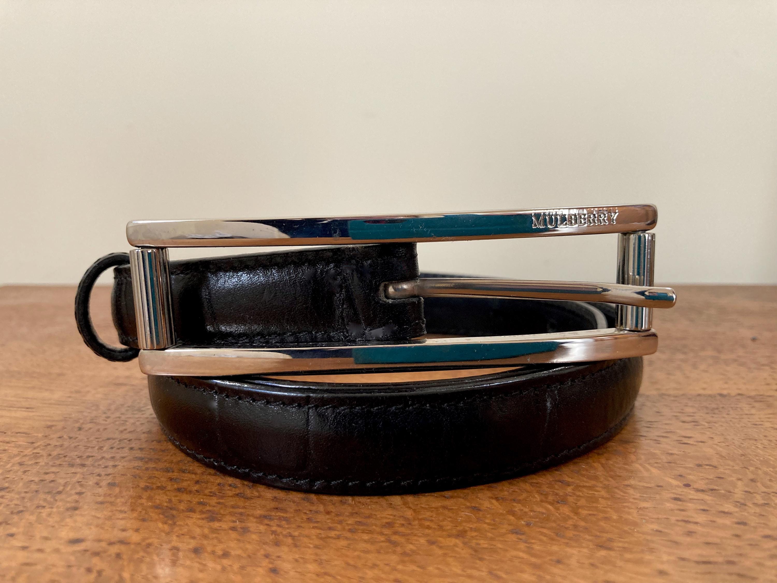 Vintage Mulberry Mock Croc Leather Belt With Long Silver  display picture 3