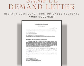 Plantilla de carta de demanda - Documento Word imprimible. Descarga instantánea.