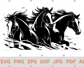 Mustang Horses Silhouette Vector Bundle (svg, png, pdf, jpg, eps, ai, dxf)