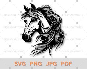Horse Silhouette SVG, PNG, Vector Art (Digital Download)
