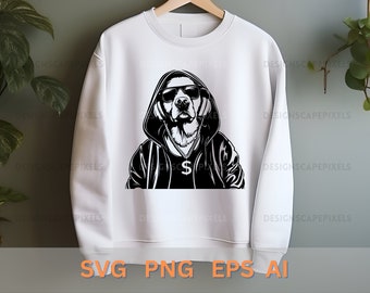 Hip Hop Golden Retriever SVG PNG: Urban Dog Vector Clipart (Digital Download)