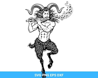 Satyr Faun Silhouette - Mythical Creature Clipart (svg, png, eps, dxf)