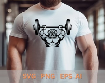 Bulldog Bodybuilder SVG: Gym Fitness Vector Clipart (Digital Download)