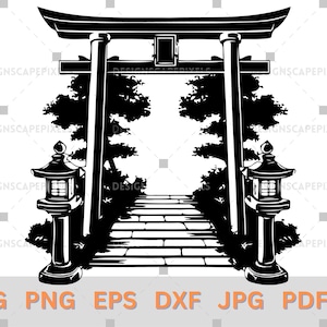 SVG Japanese Torii Gate Vector Bundle | PNG, EPS, dxf, ai, pdf - Traditional Wooden Shrine Design | Wooden Torii svg Torii Gate clipart