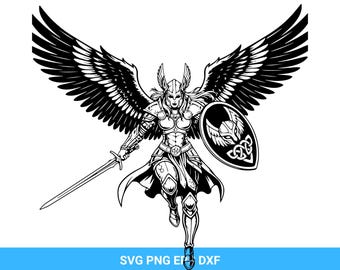Valkyrie Warrior SVG: Winged Norse Goddess, Viking Battle (Digital Download)
