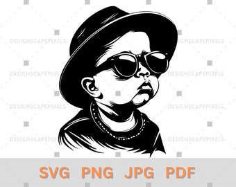 Hip Hop Baby Silhouette Vector, Clipart (svg, png, jpg, pdf) (Digital Download)