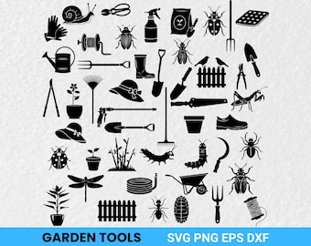 Garden Tools SVG Bundle: Farm Silhouettes, Cricut Designs (Digital Download)