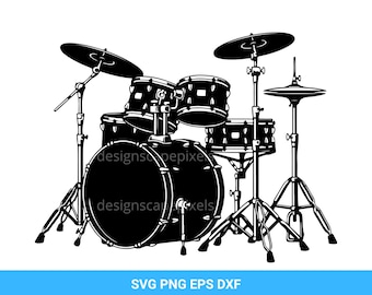 Drum Set Silhouette: Music Clipart Vector (SVG, PNG, DXF)