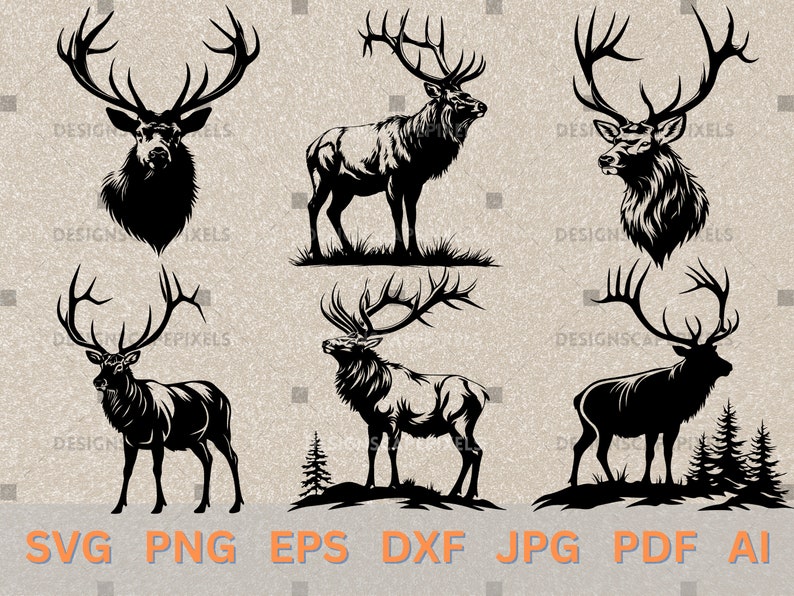 Elk Rack Svg SVG Elk Silhouette Elk Vector File Elk Head Vector Elk Head Png Elk ...