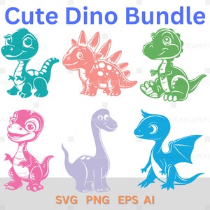 SVG Cute Dinosaur SVG Bundle Dinosaur Clipart Kids Dinosaur Svg Cute ...