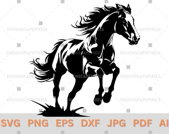 Mustang Horse Silhouette SVG, PNG, Vector Clipart (Digital Download)