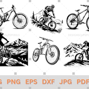 SVG Mountain bike Vector Bike svg Cycling svg Man on bike Svg file for Cricut  Downhill MTB Png Mountain Bike Svg Pdf Eps Dxf Ai Jpg MTB Svg