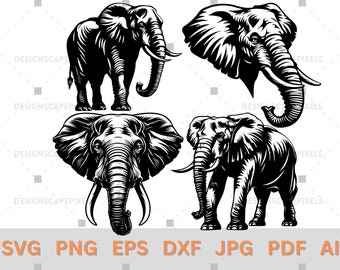 SVG Elephant Bundle Elephant Vector File Elephant Silhouette Elephant Clipart Animal Silhouette Animal Svg Animal Clipart