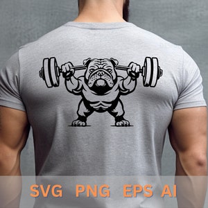 Bulldog SVG Bulldog Body Builder Svg Bulldog Pesi PNG Bulldog Vector Bulldog Cricut Bulldog Palestra Bulldog Mascotte Palestra Fitness svg Cane forte