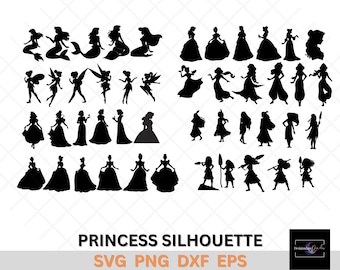 Princess, Mermaid & Fairy Silhouette SVG Bundle: Cricut Cut Files (Digital Download)