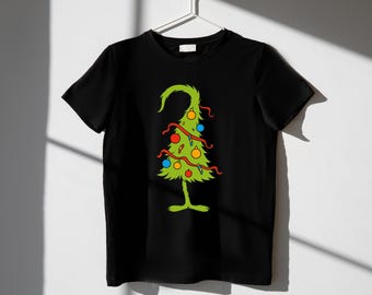 Grinch Inspired Christmas Tree Clipart | Whimsical Holiday Art (png, svg, eps, dxf)