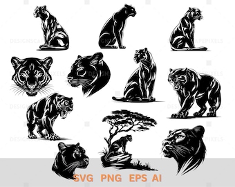 SVG Panther Silhouette Panther Head Cricut Panther Head Svg Bundle Animal Svg Panther Clipart Panther Face PNG Panthers Svg Panther Face