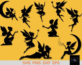 Fairy Silhouette SVG Bundle, Magical Clipart Cut Files (svg, png, dxf, eps)