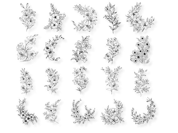 Flower Arrangement SVG Bundle: Floral Border Cut Files (Digital Download)