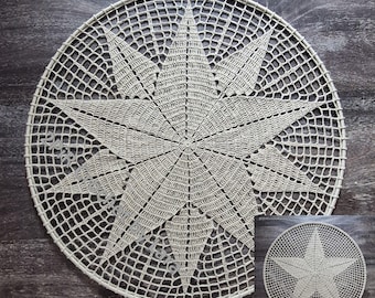 Crochet Mandala Pattern PDF Diagram + Videos, Star Mandala, Wall Hanging , 60cm 24in,  English Only, No Written Pattern