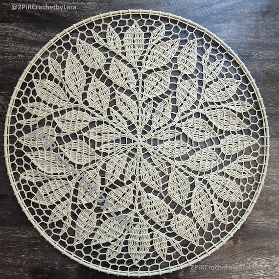 Crochet Mandala Pattern PDF Diagram + Videos, Leafy Vine, 60cm 24in Wall Hanging, English, No Written Pattern