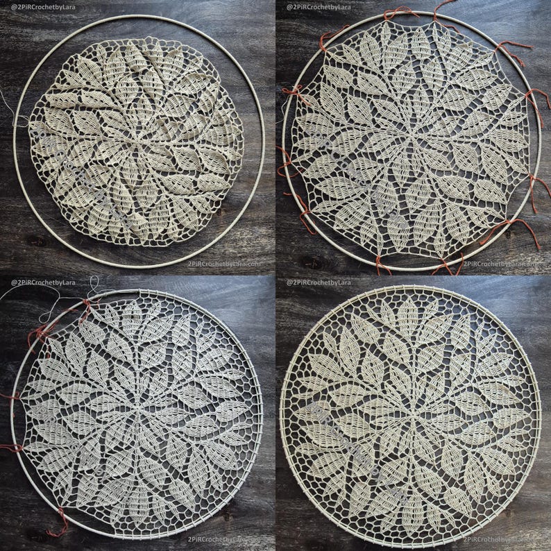 Crochet Mandala Pattern PDF Diagram + Videos, Leafy Vine, 60cm 24in Wall Hanging, English image 7