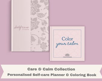 Personalized Wellness Gift Set for Her | Self-Care Journal & Photo Coloring Book | Relaxation Mindfulness Gift | Care and Calm Collection