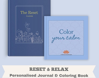 Personalized Journal & Coloring Book Gift Set | Self-Care Planner for Her | Custom Photo Coloring Book | Relaxation Stress Relief Bundle
