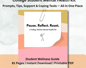College Mental Health Workbook: Student Self-Care, Dorm Decor (Printable PDF)