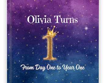 First Birthday Book for Baby | Personalized Baby Keepsake Book | Baby 1st Birthday Gift | Custom Baby Book | From Day One to Year One