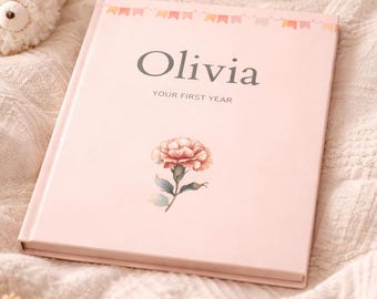 Birth Month Flower Baby Memory Book | Personalized First Year Keepsake | Custom Baby Photo Album | Newborn Gift